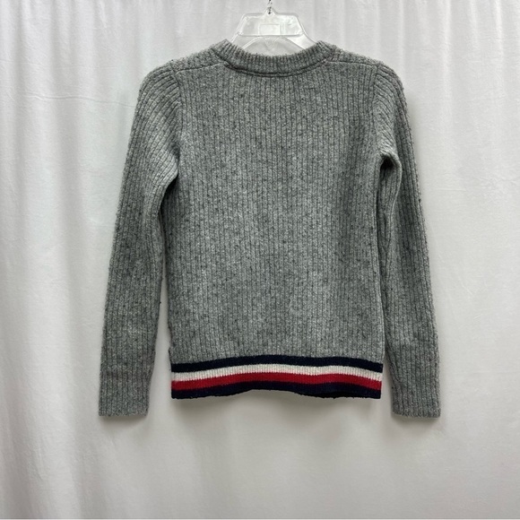 TOMMY Hilfiger knitted ribbed sweater grey with blue red white Size XS soft warm - Picture 13 of 15